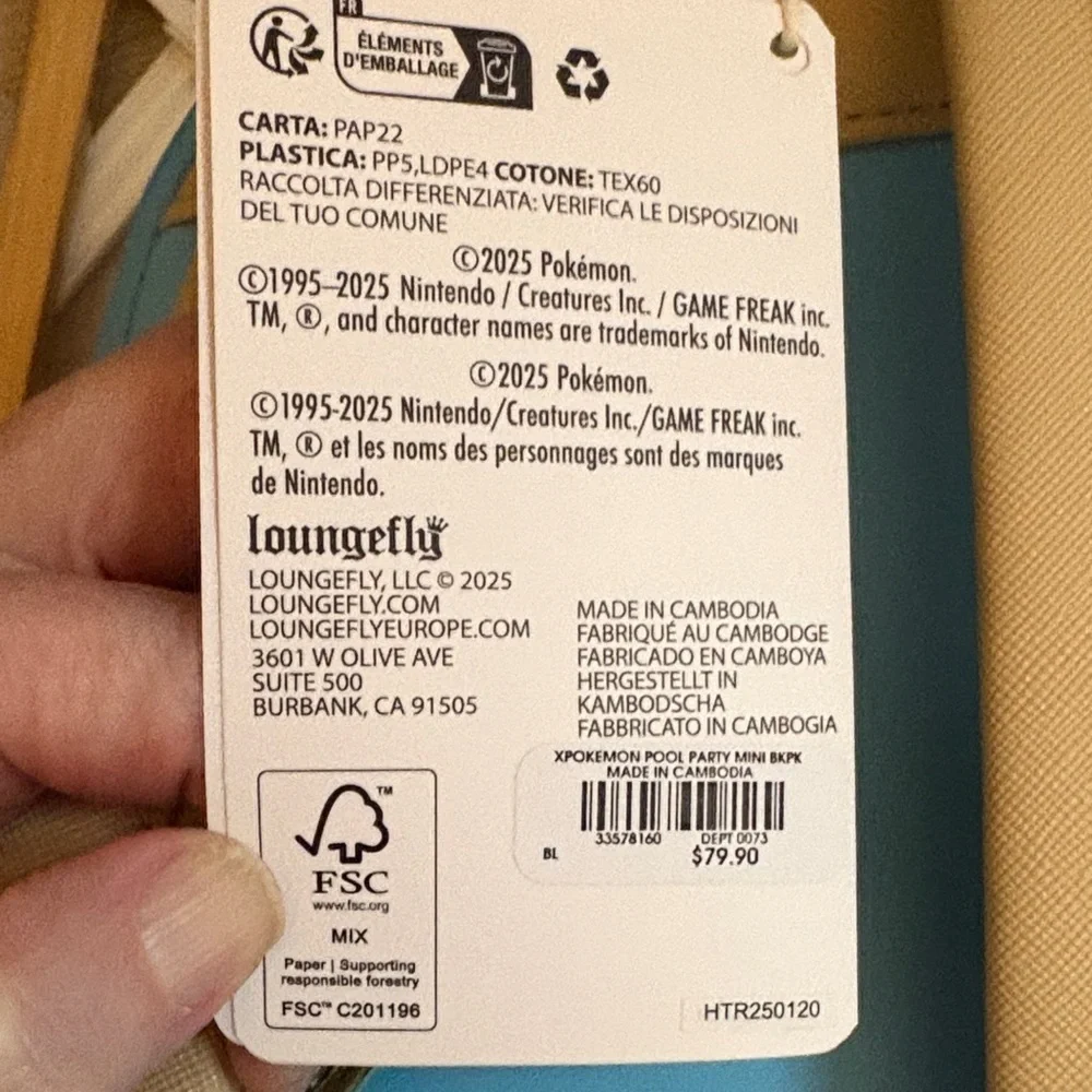 Loungefly Pokémon Beach Adventure Kids Backpack - Blue and White & Wallet - Picture 2 of 16